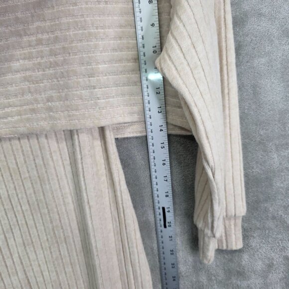 Womens 2pc SHEIN Cream Ribbed Mock Layer Dress Long Sleeve Bodycon Size S - Picture 7 of 11